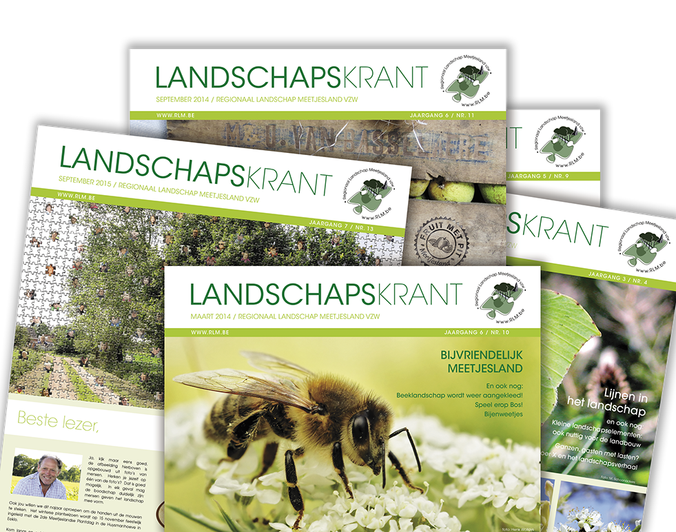 Op regelmatige tijdschriften valt de Landschapskrant in uw brievenbus van Regionaal Landschap Meetjesland. De Zetterij zorgt ook voor de druk.